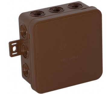 Puszka natynkowa pusta 12 wlotów VIPLAST V7 klik BRĄZOWA IP54 100x100x41mm 037-02