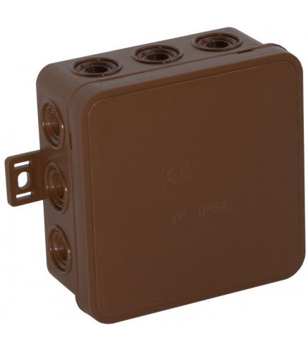Puszka natynkowa pusta 12 wlotów VIPLAST V7 klik BRĄZOWA IP54 100x100x41mm 037-02