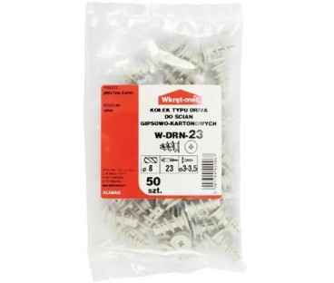 KOŁEK NYLONOWY W-DRN-23 DO MOCOWANIA W PŁYTACH KARTONOWO-GIPSOWYCH TYPU DRIVA 50szt. WOREK