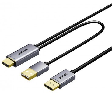 Unitek Kabel HDMI do DisplayPort 4K z zasilaniem USB-A | 4K@60Hz | HDR | 1,8 m