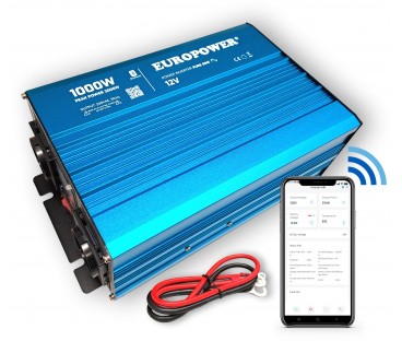 PRZETWORNICA NAPIĘCIA INWERTER EUROPOWER 12V DC / 230V AC 1000W / 2000W CZYSTY SINUS BLUETOOTH
