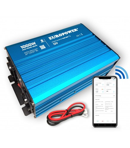 PRZETWORNICA NAPIĘCIA INWERTER EUROPOWER 12V DC / 230V AC 1000W / 2000W CZYSTY SINUS BLUETOOTH
