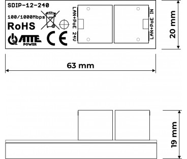Adapter PoE ATTE SDIP-12-240