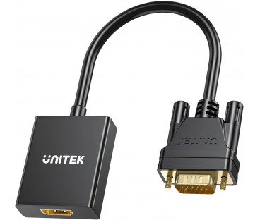 Unitek Adapter VGA na HDMI FullHD czarny 15cm