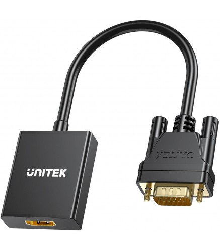 Unitek Adapter VGA na HDMI FullHD czarny 15cm