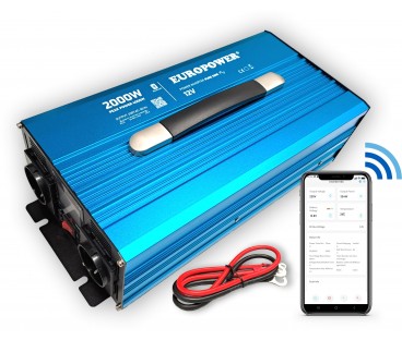 PRZETWORNICA NAPIĘCIA INWERTER EUROPOWER 12V DC / 230V AC 2000W / 4000W CZYSTY SINUS BLUETOOTH