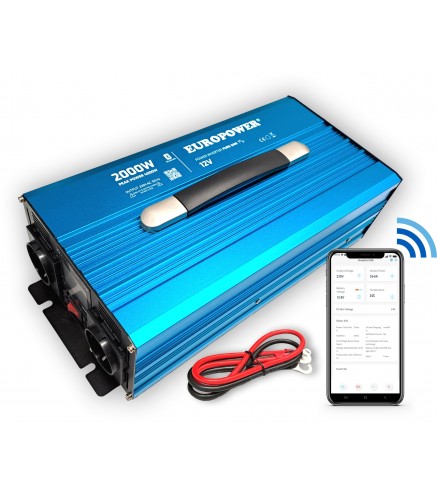 PRZETWORNICA NAPIĘCIA INWERTER EUROPOWER 12V DC / 230V AC 2000W / 4000W CZYSTY SINUS BLUETOOTH