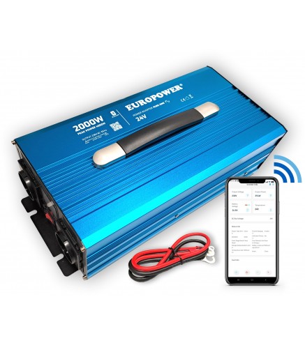 PRZETWORNICA NAPIĘCIA INWERTER EUROPOWER 24V DC / 230V AC 2000W / 4000W CZYSTY SINUS BLUETOOTH