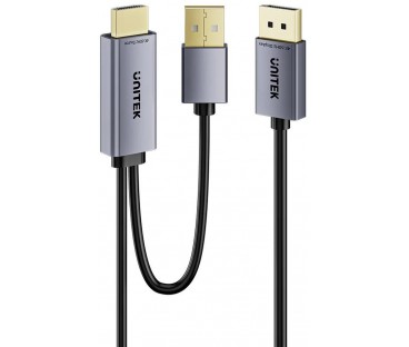 Unitek Kabel HDMI do DisplayPort 4K z zasilaniem USB-A | 4K@60Hz | HDR | 1,8 m