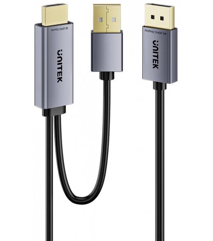 Unitek Kabel HDMI do DisplayPort 4K z zasilaniem USB-A | 4K@60Hz | HDR | 1,8 m