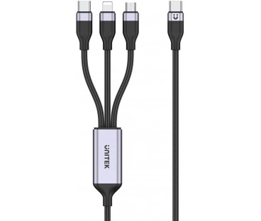 Unitek przewód ładujący USB 3 w 1 czarny