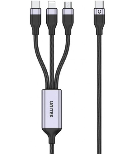 Unitek przewód ładujący USB 3 w 1 czarny