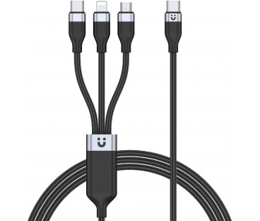 Unitek przewód ładujący USB 3 w 1 czarny