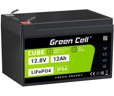 AKUMULATOR LITOWO-ŻELAZOWO-FOSFORANOWY LiFePO4 Green Cell Cube 12.8V 12Ah LFPGC12V12AH