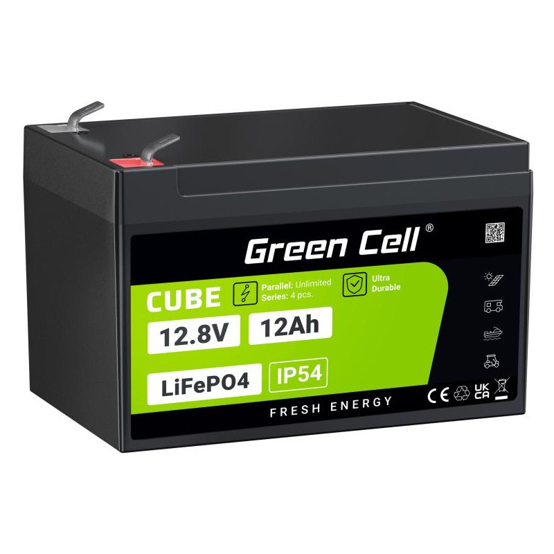 AKUMULATOR LITOWO-ŻELAZOWO-FOSFORANOWY LiFePO4 Green Cell Cube 12.8V 12Ah LFPGC12V12AH