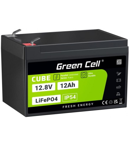 AKUMULATOR LITOWO-ŻELAZOWO-FOSFORANOWY LiFePO4 Green Cell Cube 12.8V 12Ah LFPGC12V12AH
