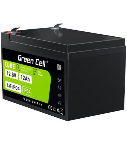 AKUMULATOR LITOWO-ŻELAZOWO-FOSFORANOWY LiFePO4 Green Cell Cube 12.8V 12Ah LFPGC12V12AH