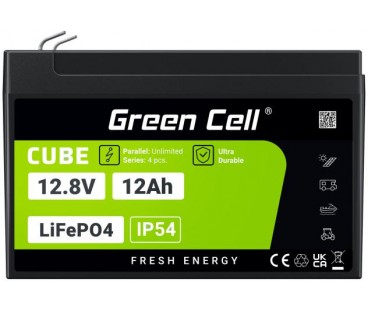 AKUMULATOR LITOWO-ŻELAZOWO-FOSFORANOWY LiFePO4 Green Cell Cube 12.8V 12Ah LFPGC12V12AH