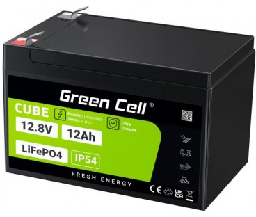 AKUMULATOR LITOWO-ŻELAZOWO-FOSFORANOWY LiFePO4 Green Cell Cube 12.8V 12Ah LFPGC12V12AH