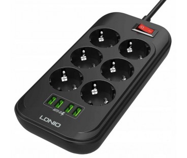 Listwa zasilająca LDNIO SE6403 6 Gniazd + 4x USB Przedłużacz