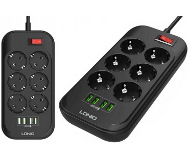 Listwa zasilająca LDNIO SE6403 6 Gniazd + 4x USB Przedłużacz