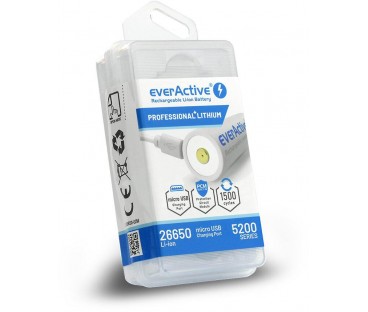 Akumulator 26650 Li-Ion 3,7V everActive 5200mAh micro USB (1 szt.) z zabezpieczeniem