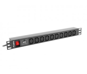 LISTWA ZASILAJĄCA RACK PDU 1U 10A 10X IEC C13 2M CZARNA C14 Lanberg