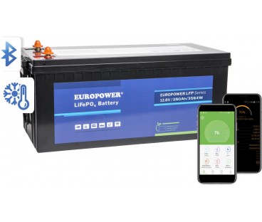 Akumulator LiFePO4 EUROPOWER serii LFP 12,8V 280Ah Bluetooth, mata grzewcza (Żywotność ~4000 cykli)