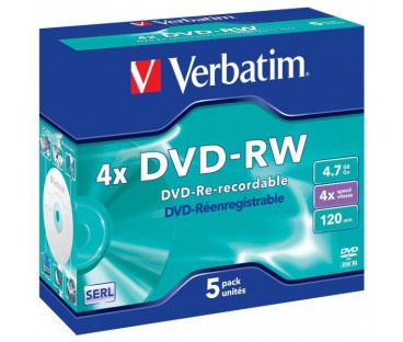 Płyty DVD-RW Verbatim SERL jewel box (5szt)