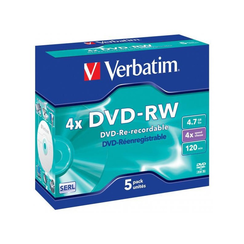 Płyty DVD-RW Verbatim SERL jewel box (5szt) Płyty DVD-RW Verbatim SERL jewel box (5szt)