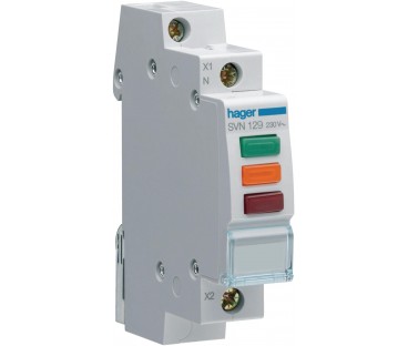 Lampka sygnalizacyjna, 230V AC, 3 x  LED czerwona+zielona+pomarańczowa HAGER SVN129