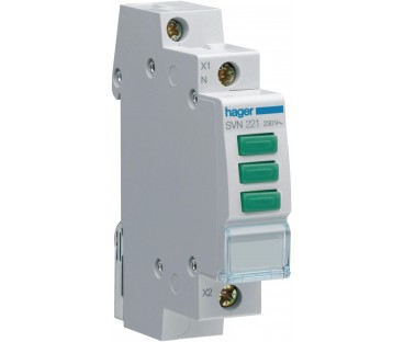 Lampka sygnalizacyjna, 230V AC, 3 x Zielony LED HAGER SVN221