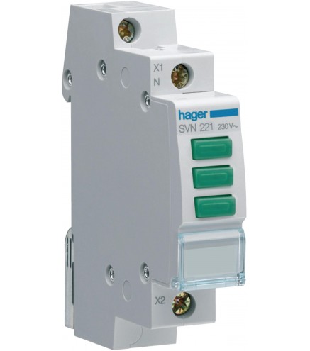Lampka sygnalizacyjna, 230V AC, 3 x Zielony LED HAGER SVN221