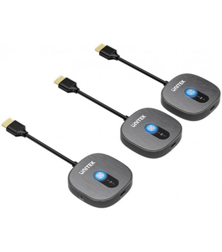 Unitek Bezprzewodowy transmiter HDMI 1080p, 1 nadajnik + 2 odbiorniki, czarny