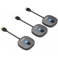 Unitek Bezprzewodowy transmiter HDMI 1080p, 1 nadajnik + 2 odbiorniki, czarny