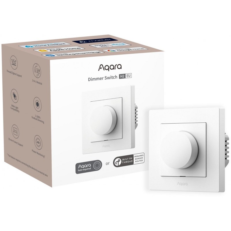 Aqara Dimmer Switch H2 Eu Biały Ściemniacz Światła Z Pokrętłem Kd-R01D