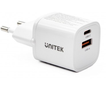 Unitek Ładowarka sieciowa 1x USB-A 1x USB-C QC PC 3.0 33W biała