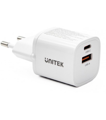 Unitek Ładowarka sieciowa 1x USB-A 1x USB-C QC PC 3.0 33W biała