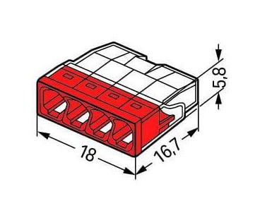 Szybkozłączka DRUT 4x 0,5-2,5mm2 WAGO 2273-204 (Paczka 100szt.)