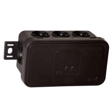 Puszka natynkowa pusta 8 wlotów VIPLAST V8 klik CZARNA IP54 80x45x41mm 038-05
