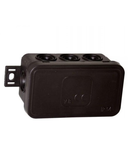 Puszka natynkowa pusta 8 wlotów VIPLAST V8 klik CZARNA IP54 80x45x41mm 038-05