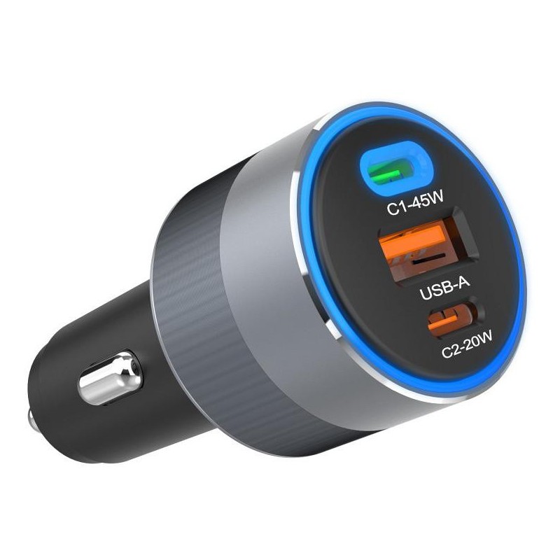 ŁADOWARKA SAMOCHODOWA Forcell F-Energy 65 W 2x USB-C 1x USB-A PD 3.0 QC 4.0 SZARA ŁADOWARKA SAMOCHODOWA Forcell F-Energy 65 W 2x USB-C 1x USB-A PD 3.0 QC 4.0 SZARA