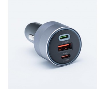ŁADOWARKA SAMOCHODOWA Forcell F-Energy 65 W 2x USB-C 1x USB-A PD 3.0 QC 4.0 SZARA