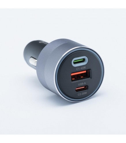ŁADOWARKA SAMOCHODOWA Forcell F-Energy 65 W 2x USB-C 1x USB-A PD 3.0 QC 4.0 SZARA
