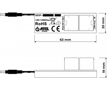 Adapter PoE ATTE SDIP-12-121 Adapter PoE Gigabit obniżający napięcie do 12V