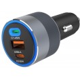 ŁADOWARKA SAMOCHODOWA Forcell F-Energy 65 W 2x USB-C 1x USB-A PD 3.0 QC 4.0 SZARA ŁADOWARKA SAMOCHODOWA Forcell F-Energy 65 W 2x USB-C 1x USB-A PD 3.0 QC 4.0 SZARA