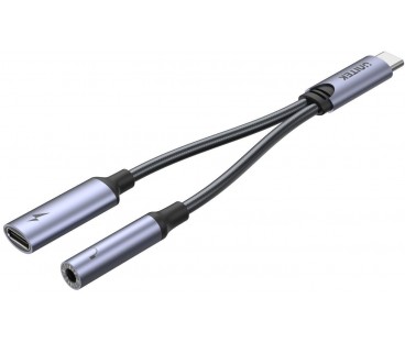Unitek Adapter USB-C na minijack 3,5mm i USB-C 60W