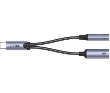Unitek Adapter USB-C na minijack 3,5mm i USB-C 60W