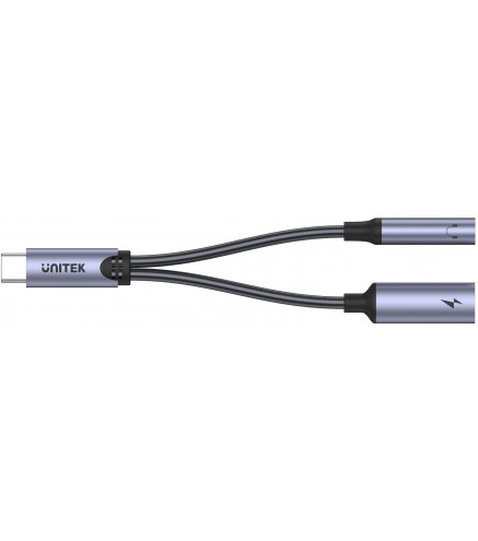 Unitek Adapter USB-C na minijack 3,5mm i USB-C 60W