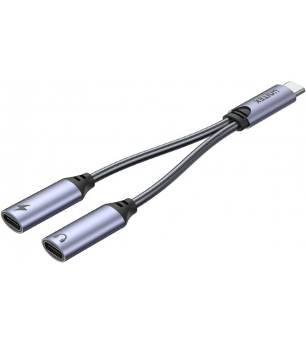 Unitek Adapter USB-C na 2 x port USB-C audio i 18W